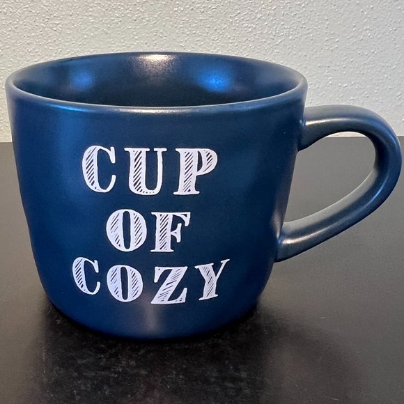 THRESHOLD "A Cup of Cozy" Navy Blue Stoneware Coffee / Soup Mug - Picture 2 of 5